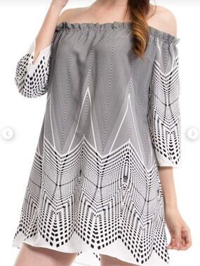 Size Small Illa Illa Off The Shoulder Striped &  Polka Dot Mini Dress